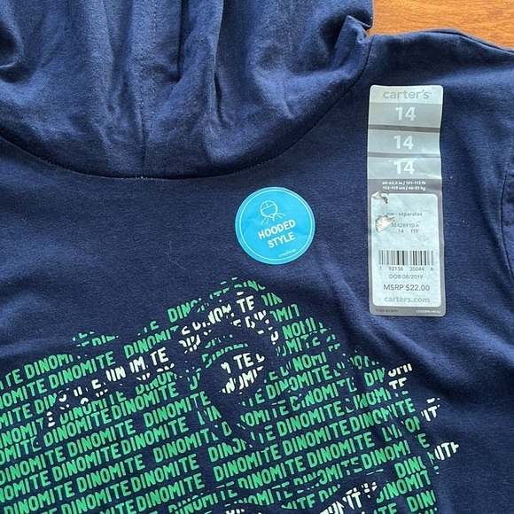 NWT Boys Carters T-Rex Pullover Hoodie Size 14 - Picture 4 of 11